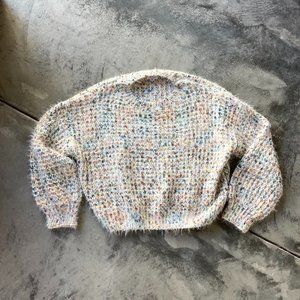 Le Lis Collection Multi Color Fuzzy Balloon Sleeve Sweater Size Small